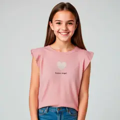 ELEVEN - Polera Casual Estampada Sin Mangas Niña Algodón
