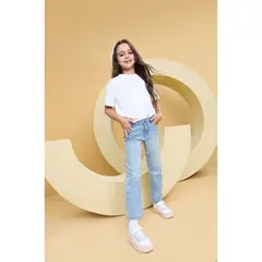 YAMP - Jeans Flare Niña Algodón Diseño Liso Urbano