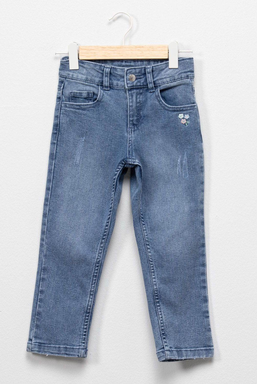 YAMP - Jeans Yamp Slim Fit con Bordado Niña Denim