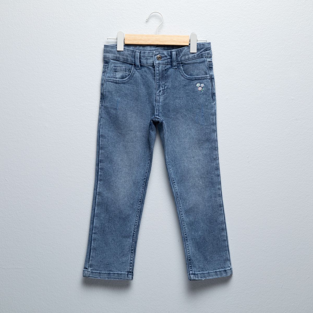 YAMP - Jeans Yamp Slim Fit con Bordado Niña Denim