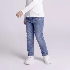 YAMP - Jeans Slim Fit con Bordado Niña Denim
