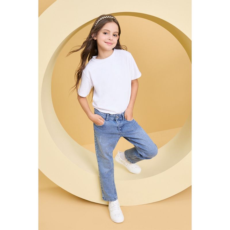 YAMP - Jeans Yamp Slim Fit con Bordado Niña Denim