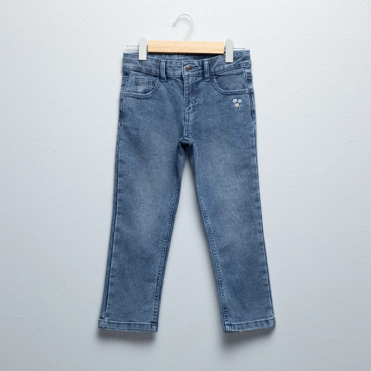 YAMP - Jeans Yamp Slim Fit con Bordado Niña Denim