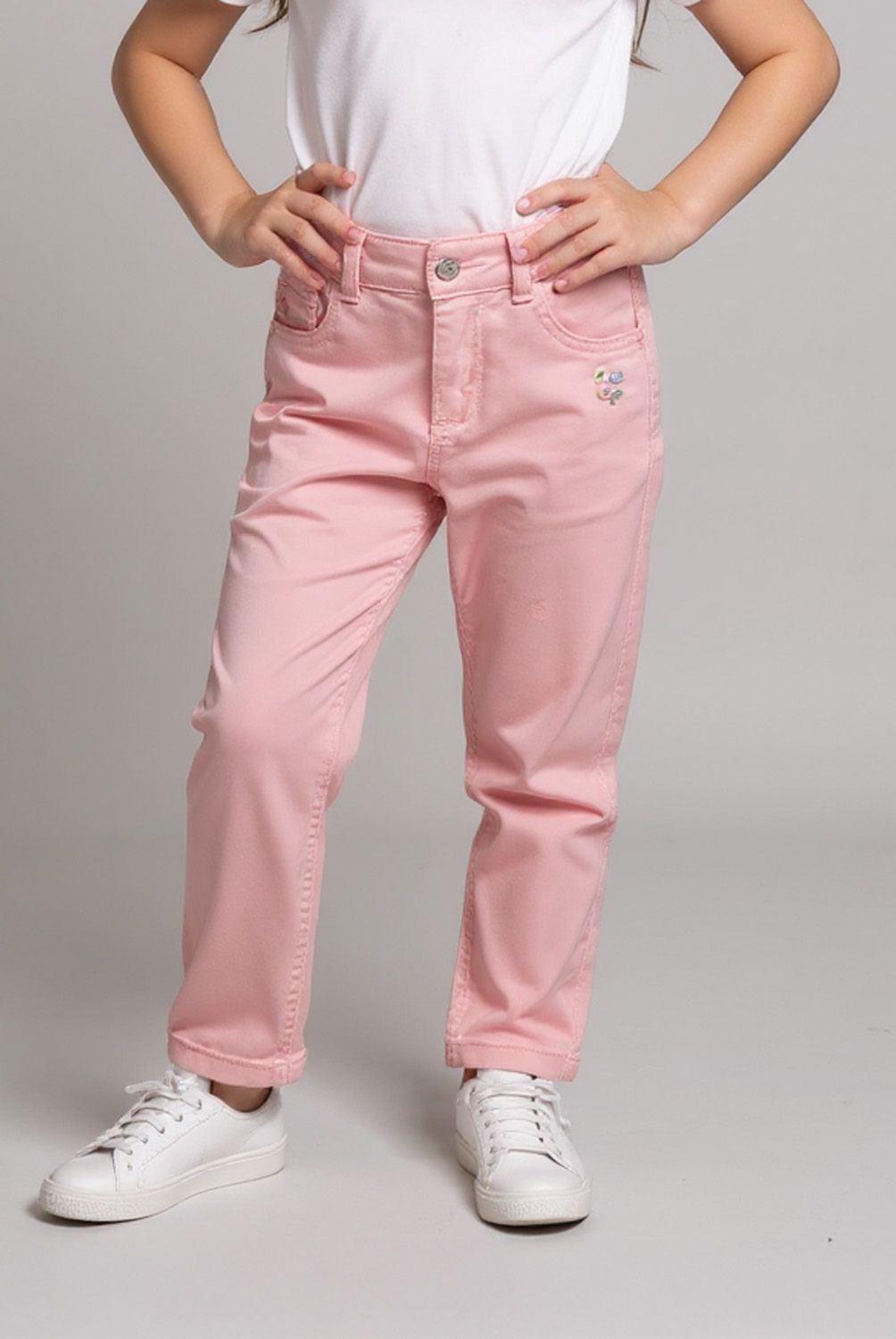 YAMP - Jeans Yamp Slim Fit con Bordado Niña Denim