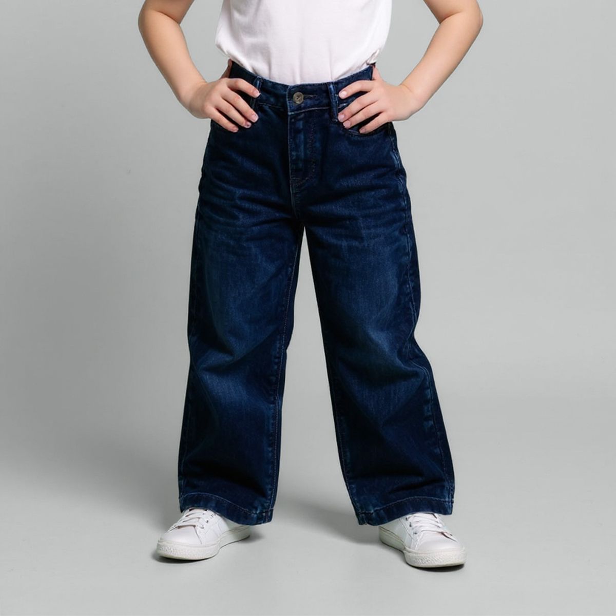 YAMP - Jeans Wide Leg Yamp Niña Denim Algodón Tiro Medio