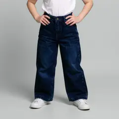 YAMP - Jeans Wide Leg Niña Denim Algodón Tiro Medio