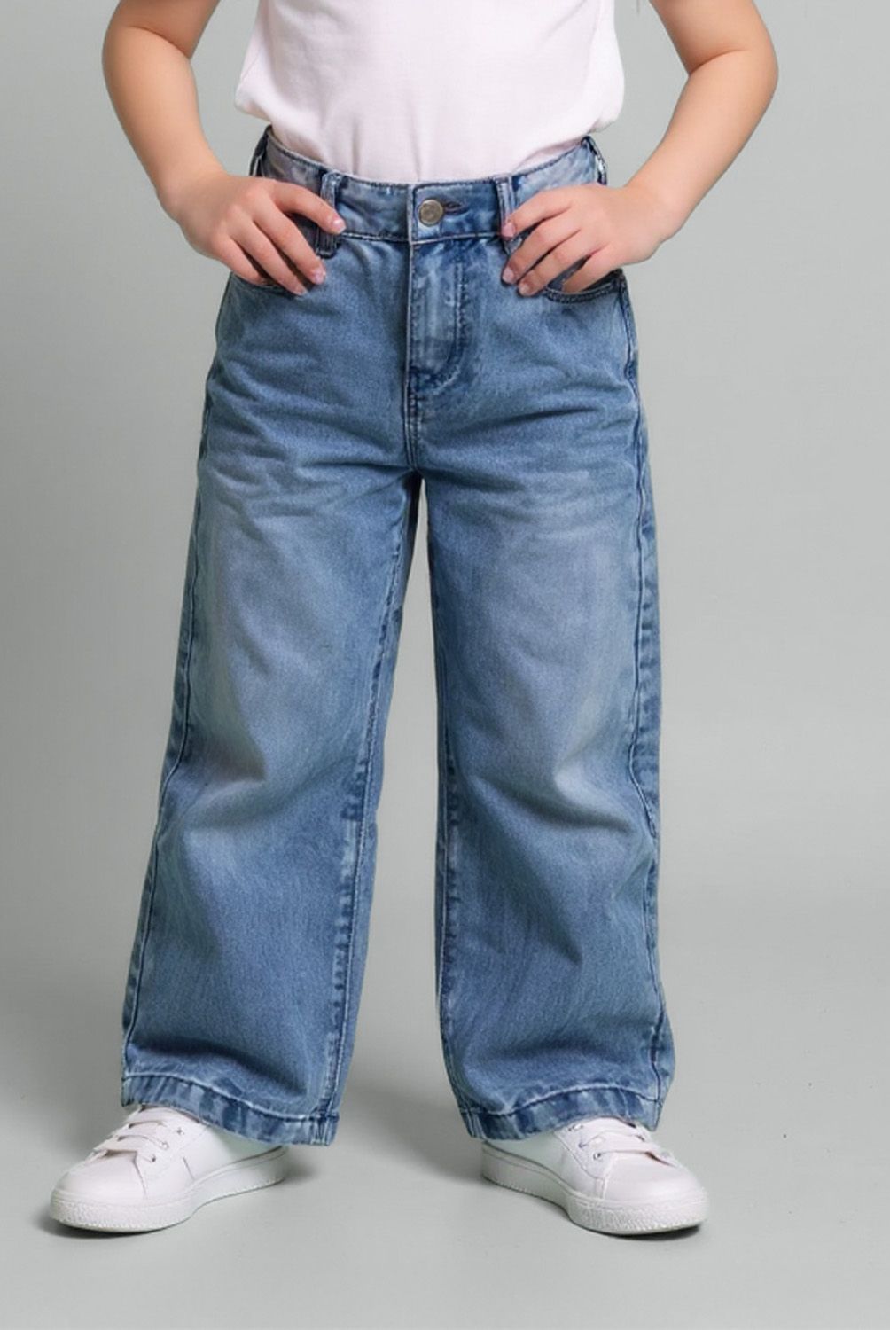YAMP - Jeans Wide Leg Yamp Niña Denim Algodón Tiro Medio