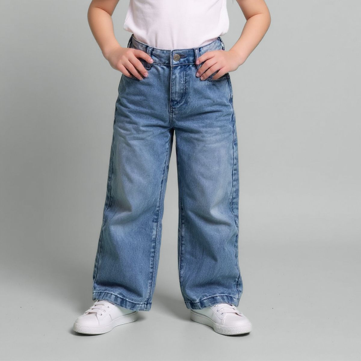 YAMP - Jeans Wide Leg Yamp Niña Denim Algodón Tiro Medio