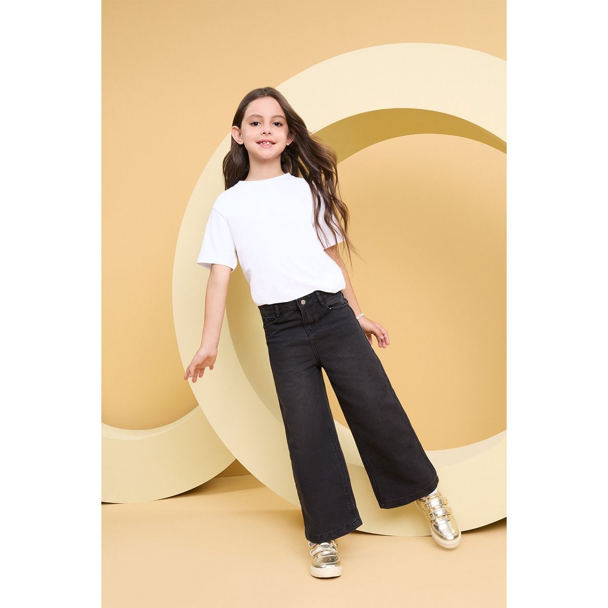 YAMP - Jeans Wide Leg Yamp Niña Denim Algodón Tiro Medio