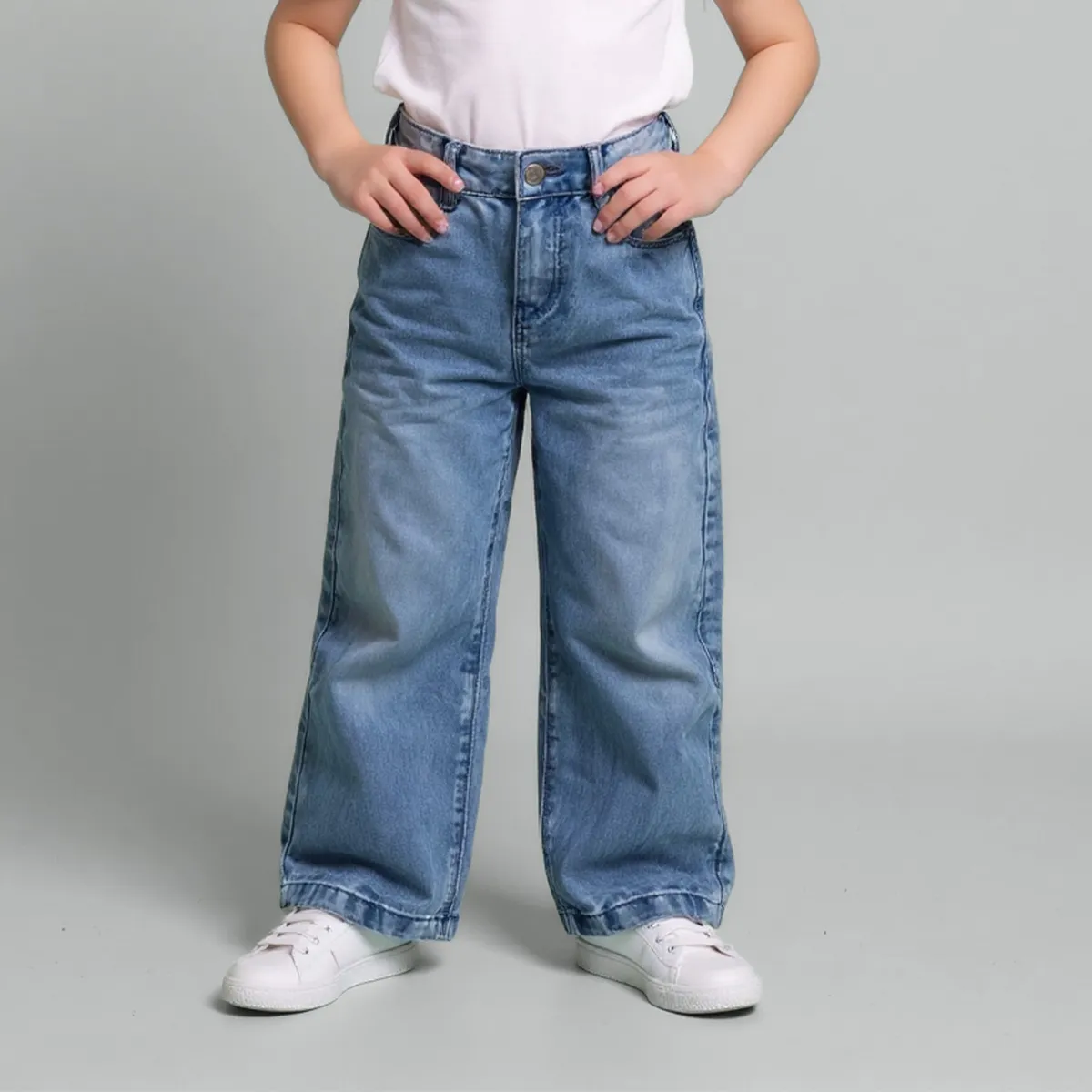 YAMP - Jeans Wide Leg Yamp Niña Denim Algodón Tiro Medio