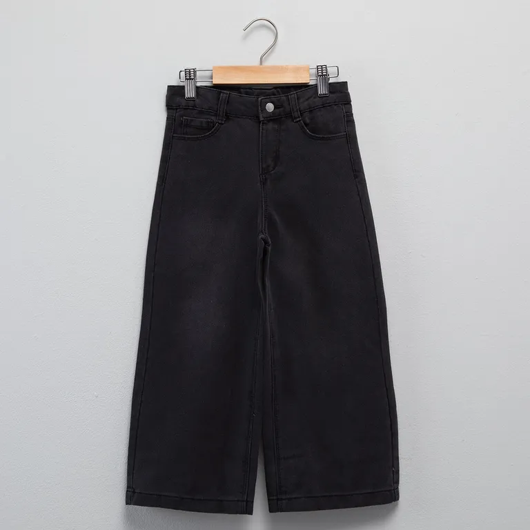 Jeans Wide Leg Niña Denim Algodón Tiro Medio