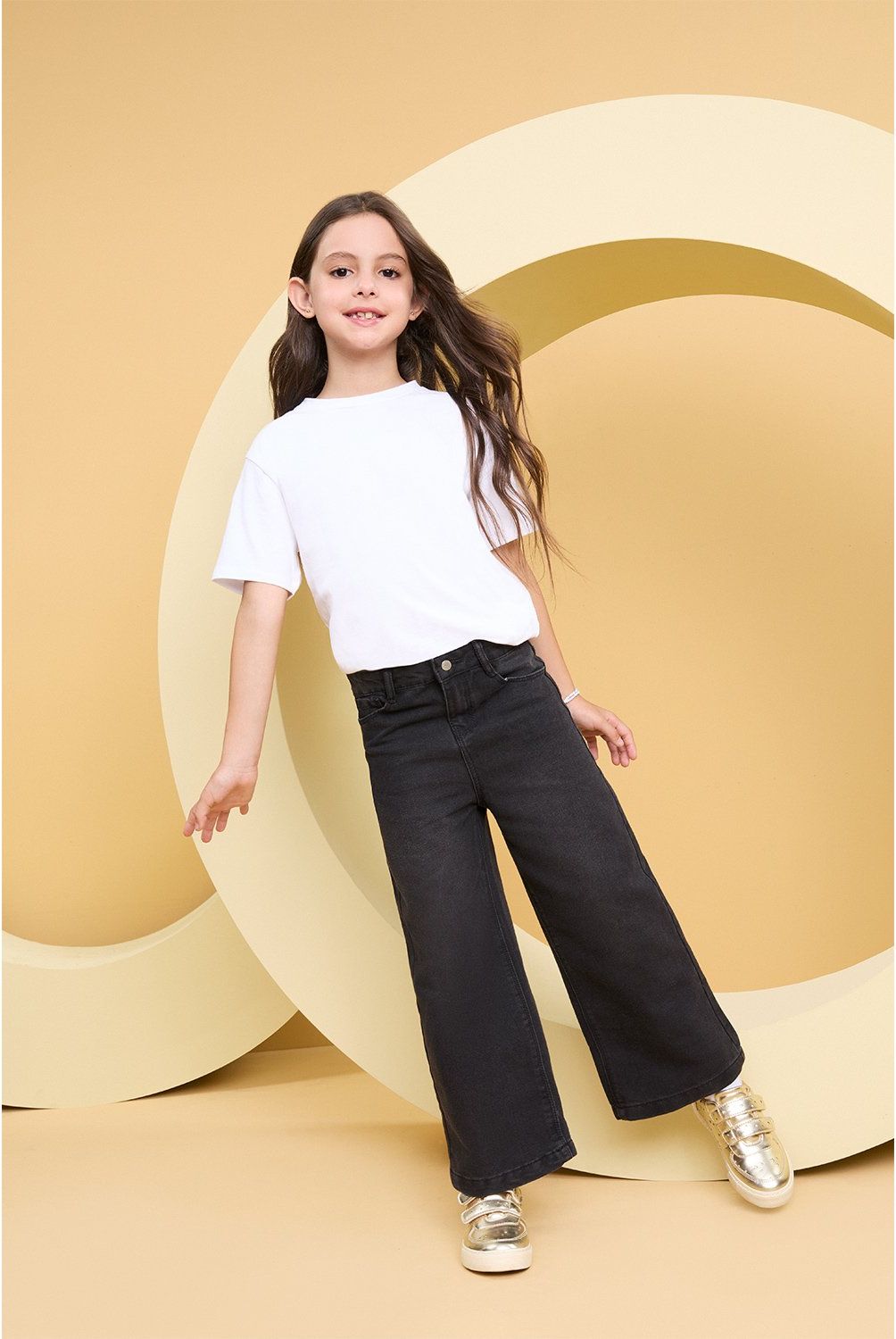 YAMP - Jeans Wide Leg Yamp Niña Denim Algodón Tiro Medio