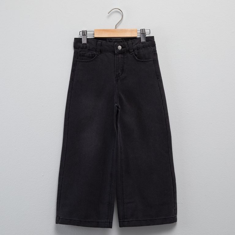 Jeans Wide Leg Niña Denim Algodón Tiro Medio
