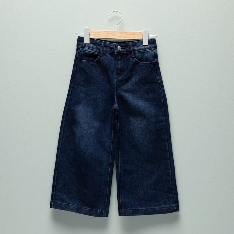 Jeans Wide Leg Niña Denim Algodón Tiro Medio