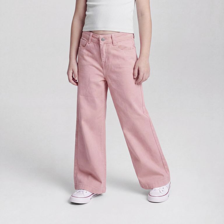 Jeans Wide Leg Niña Denim Algodón Tiro Medio