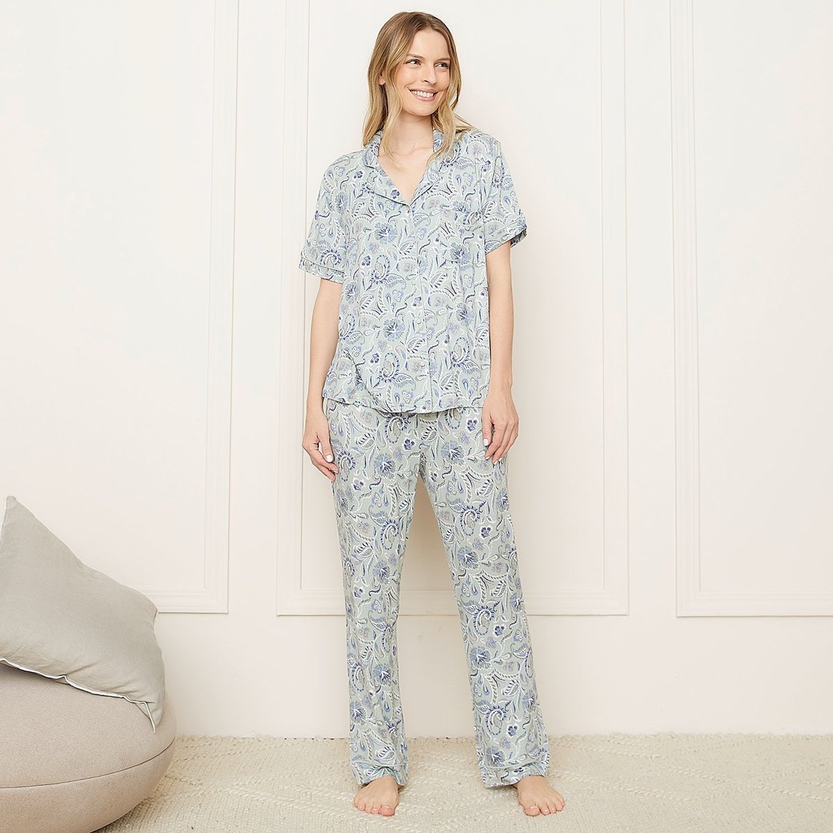 BLU - Pijama Mujer Blu Algodón Estampado Manga Corta