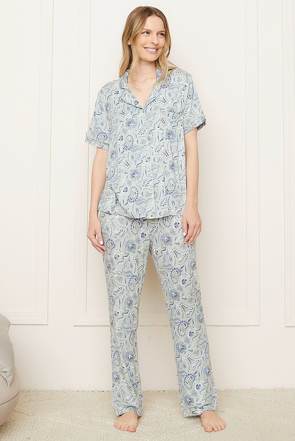 BLU - Pijama Mujer Blu Algodón Estampado Manga Corta