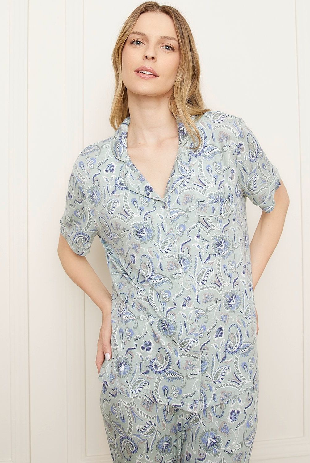 BLU - Pijama Mujer Blu Algodón Estampado Manga Corta