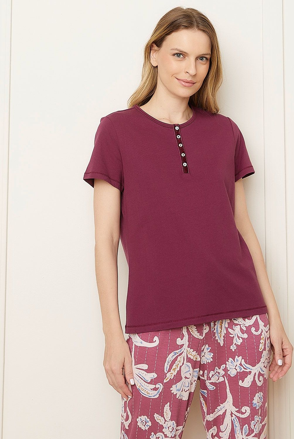 BLU - Pijama Mujer Blu Algodón Manga Corta Diseño Estampado