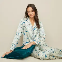 BLU - Conjunto Pijama Mujer Satín Estampado Floral