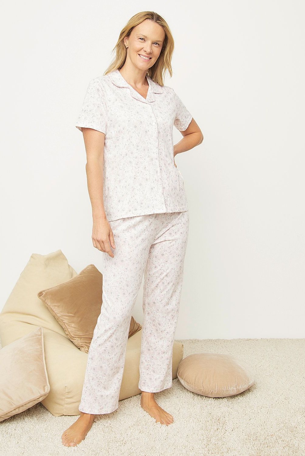 S COCCI - Pijama S.Cocci Flores Manga Corta Mujer Algodón