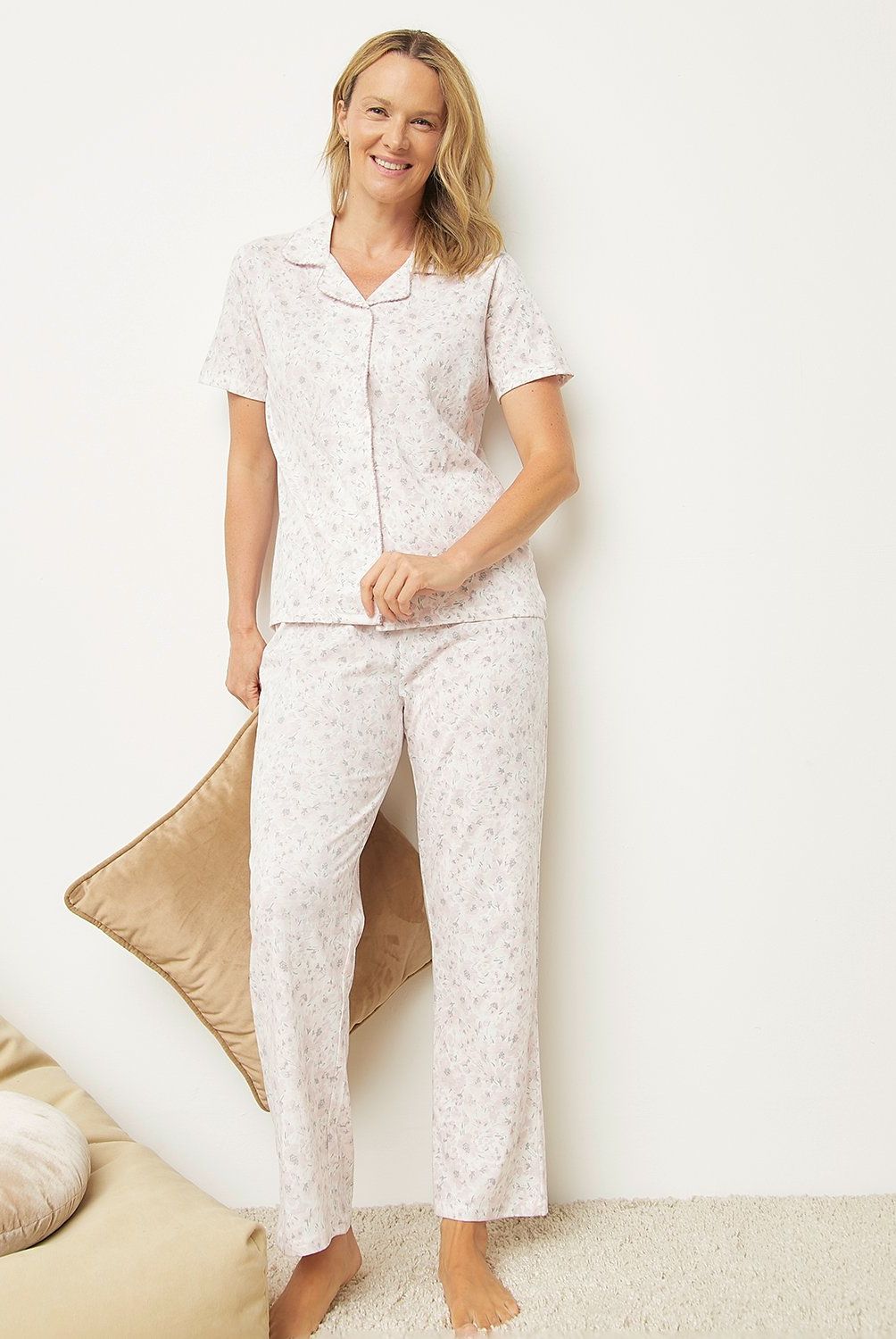 S COCCI - Pijama S.Cocci Flores Manga Corta Mujer Algodón