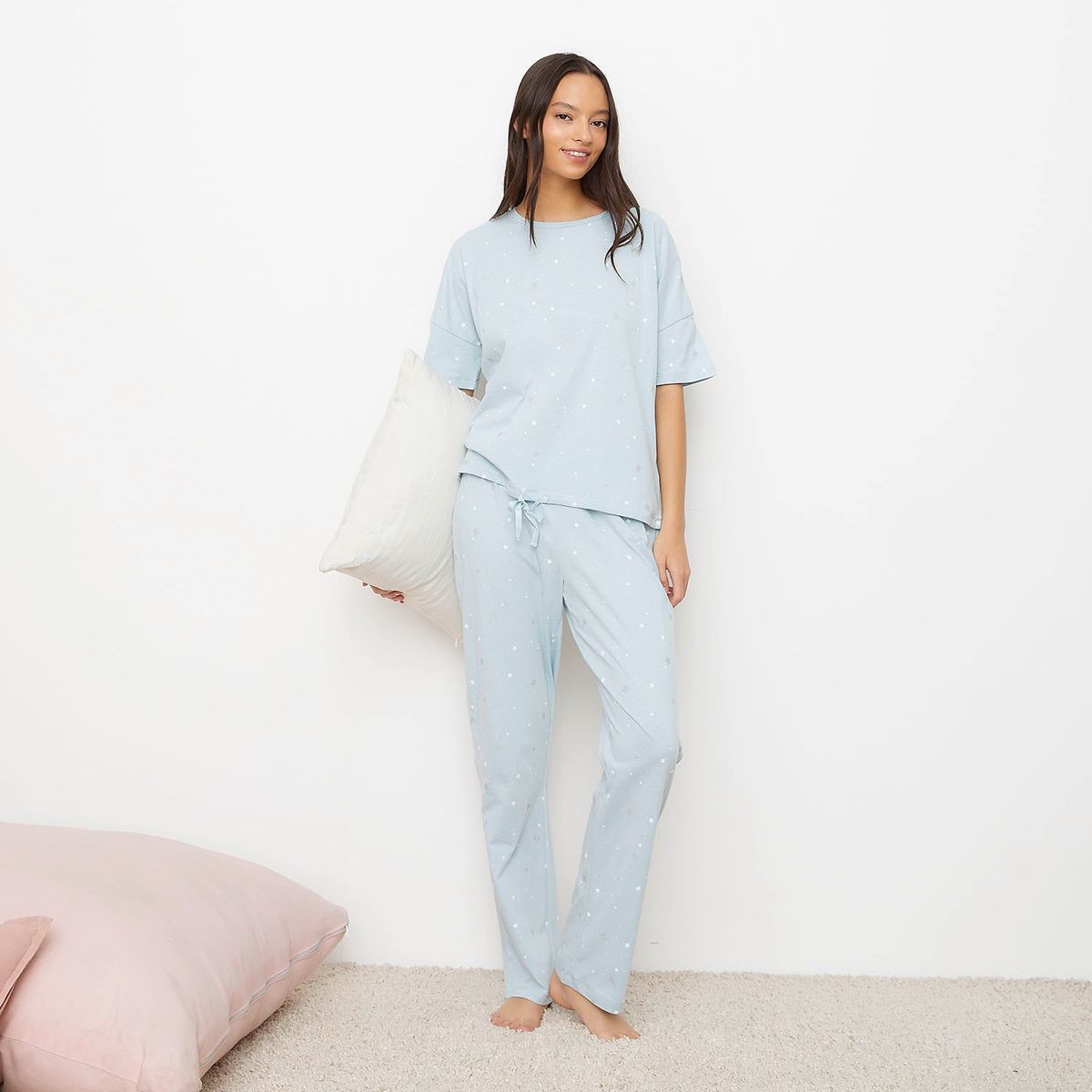 SYBILLA - Pijama Sybilla Mujer Manga Larga Estampado Estrellas Algodón