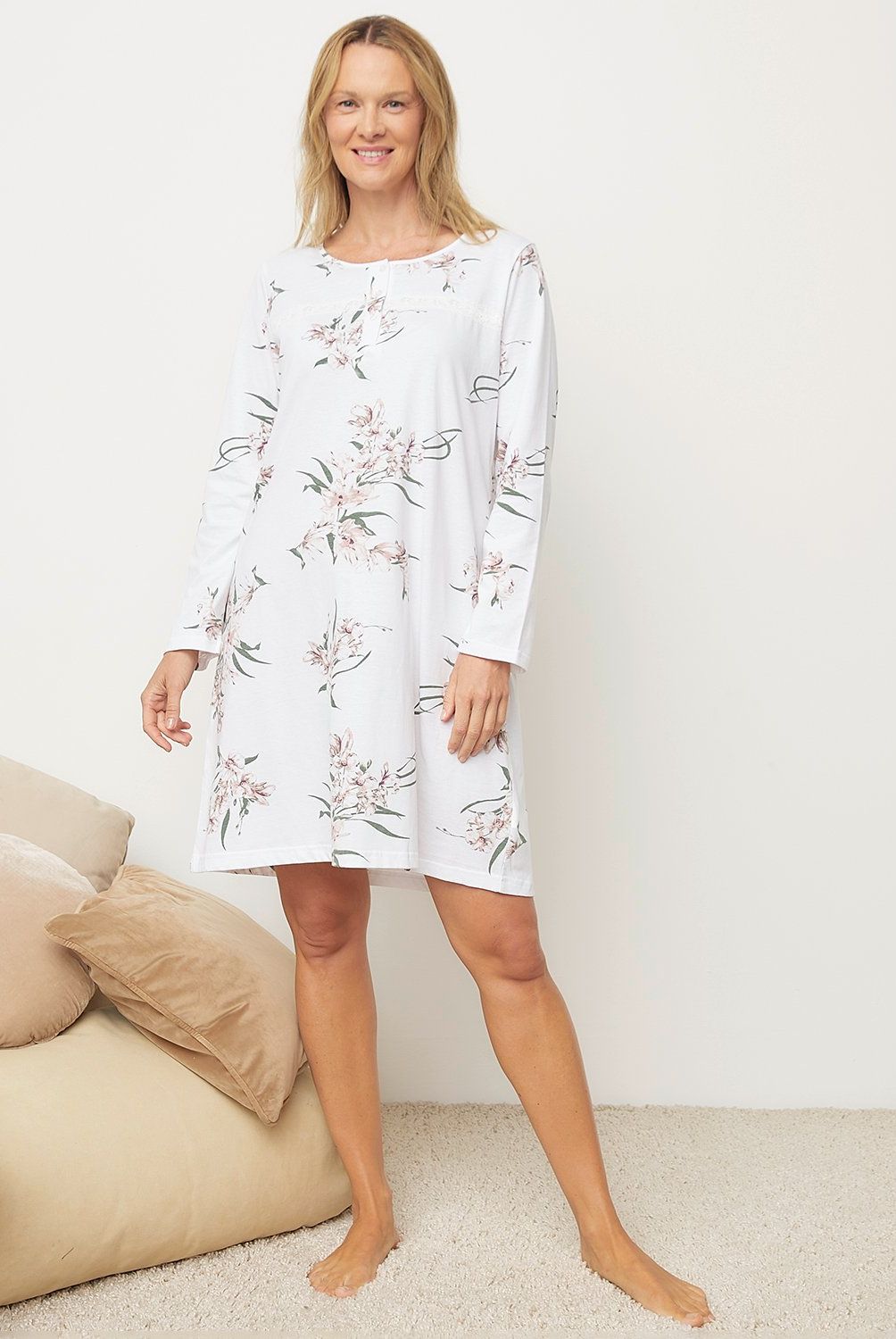 S COCCI - Camisa De Dormir S.Cocci Flores Mujer Manga Larga