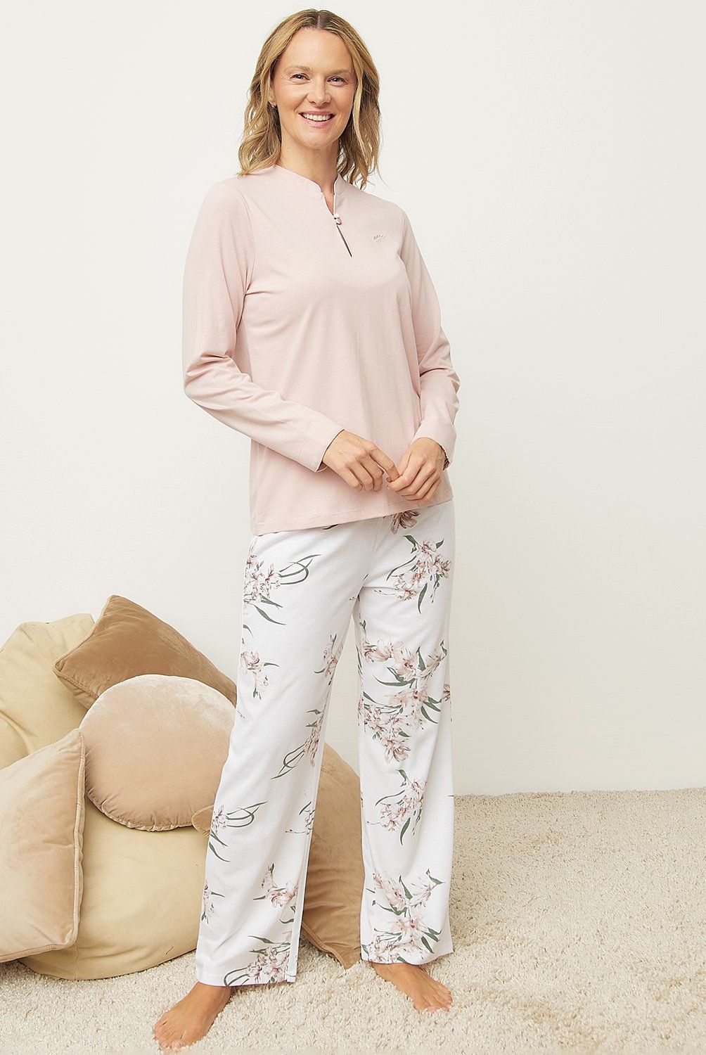 S COCCI - Pijama S.Cocci Mujer Algodón Diseño Floral Manga Larga