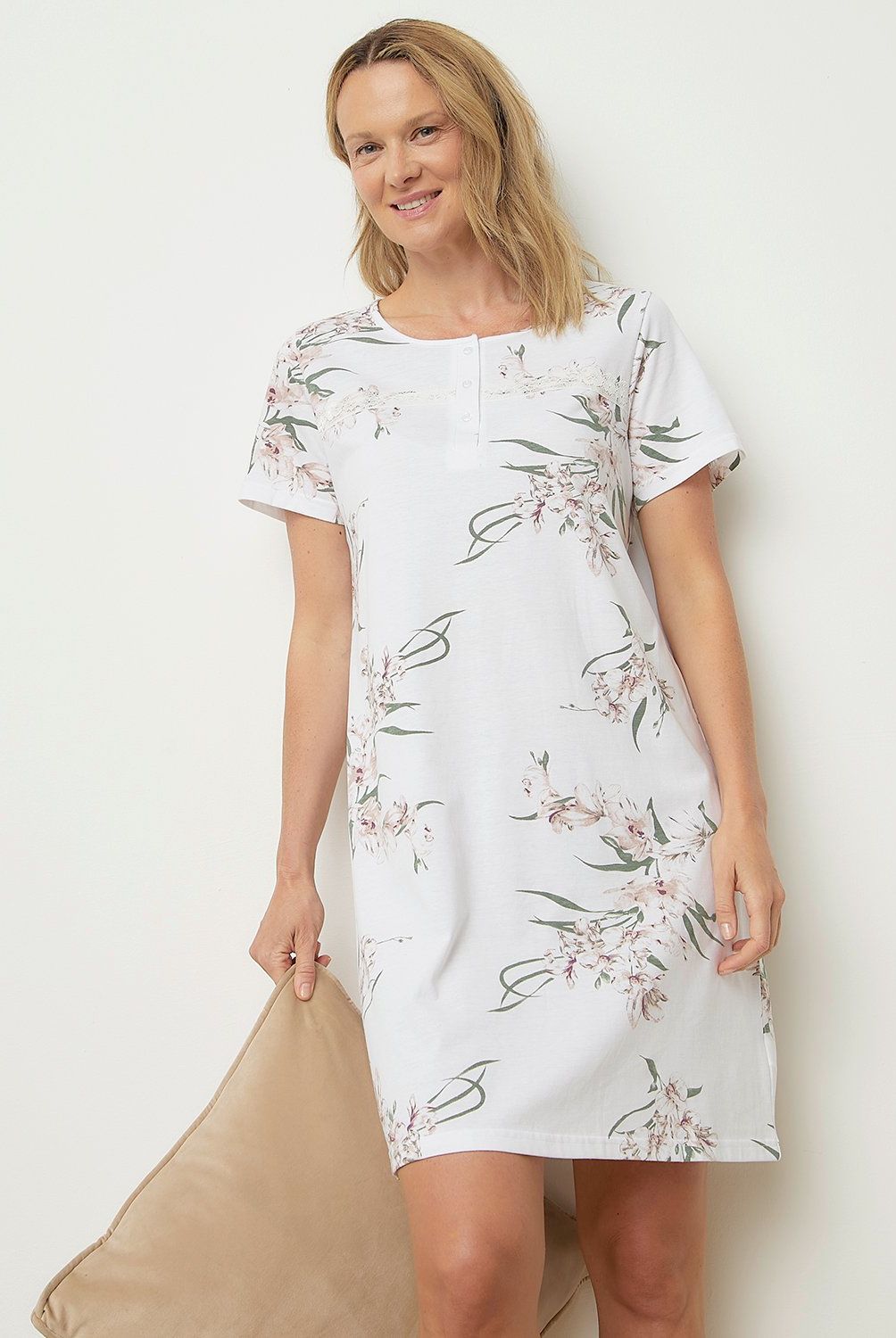 S COCCI - Camisón Mujer S Cocci Algodón Estampado Floral Manga Corta