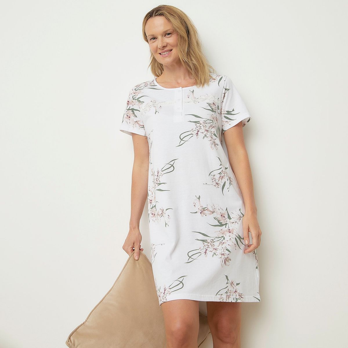 S COCCI - Camisón Mujer S Cocci Algodón Estampado Floral Manga Corta