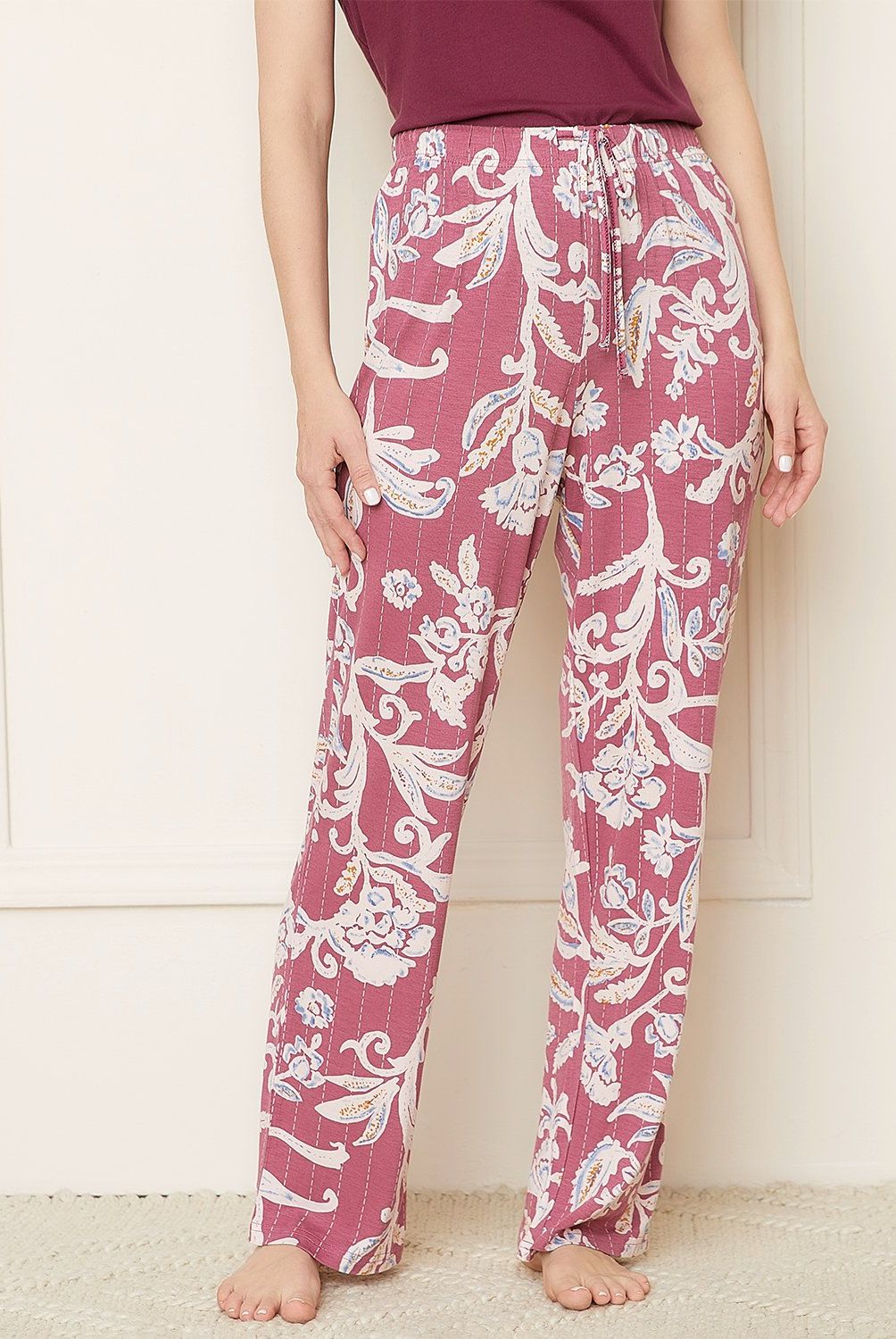 BLU - Pantalón Pijama Mujer Blu Algodón Diseño Rayas