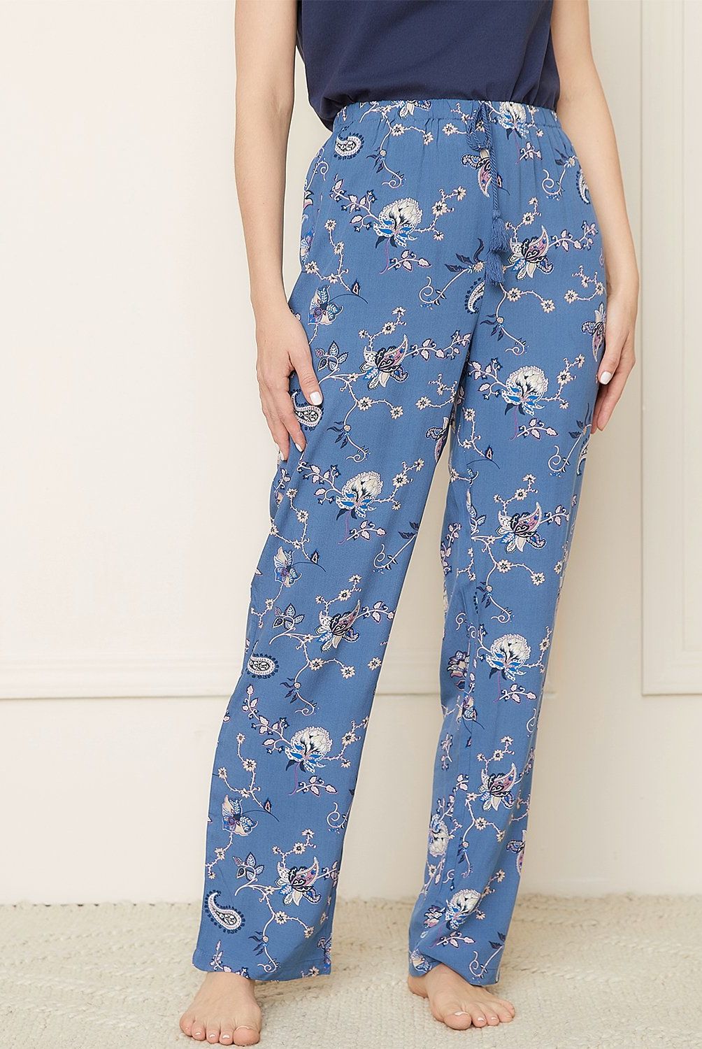 BLU - Pantalón Pijama Mujer Blu Viscosa Estampado