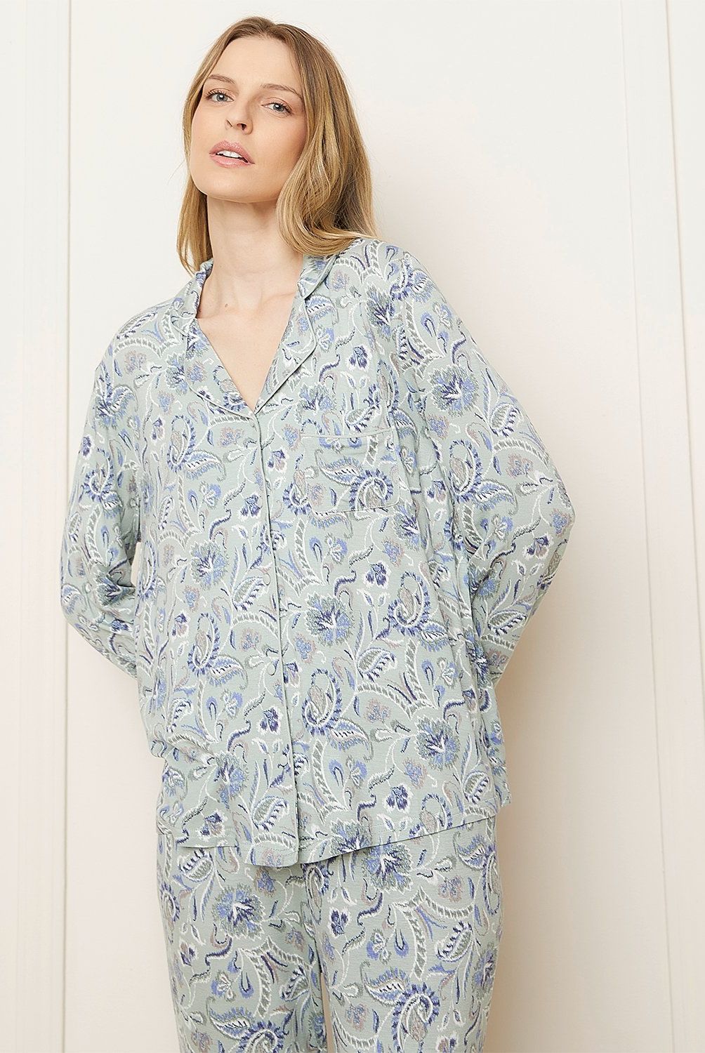 BLU - Pijama Mujer Blu Algodón Estampado Manga Larga
