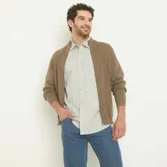 NEWPORT - Camisa Casual Hombre Manga Corta Estampada Algodón