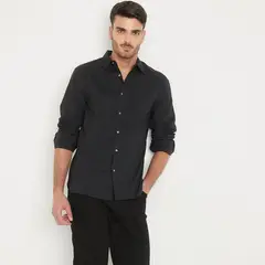 BASEMENT - Camisa Manga Larga Algodón Slim Fit Hombre