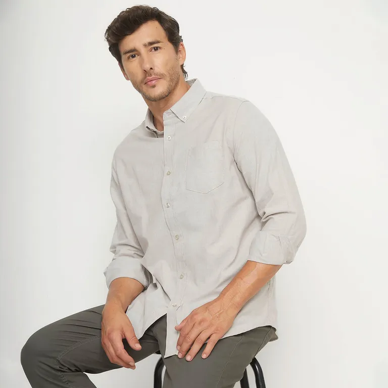 Camisa Manga Larga Algodón Hombre Regular Fit