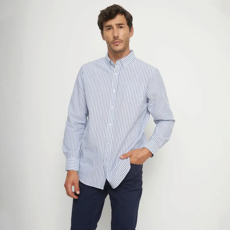 Camisa Manga Larga Algodón Hombre Regular Fit