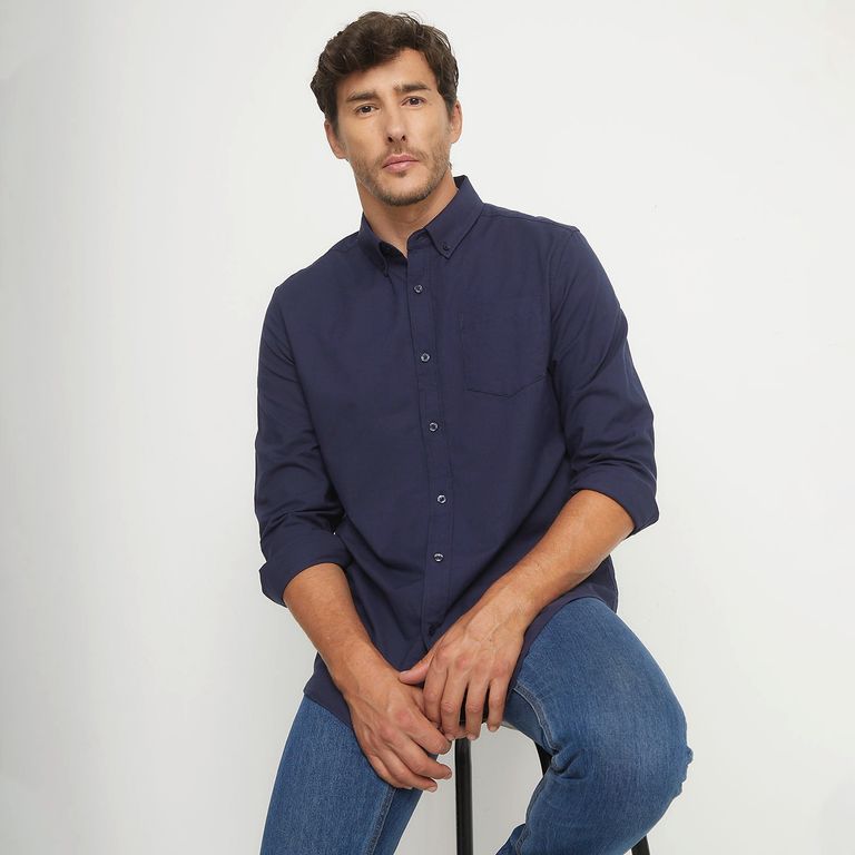 Camisa Manga Larga Algodón Hombre Regular Fit
