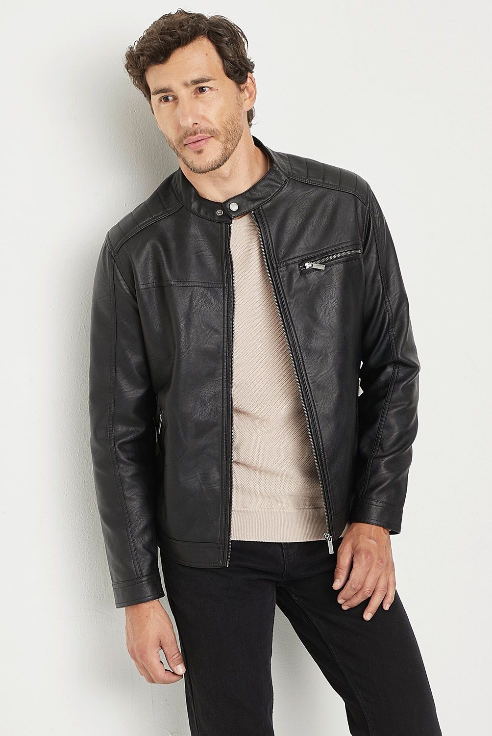 NEWPORT - Chaqueta Casual Cuero Hombre Newport