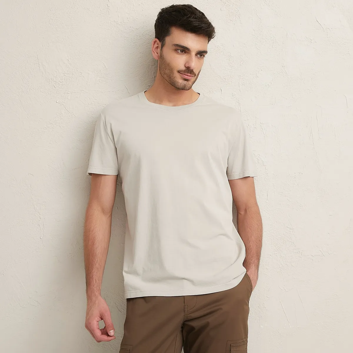 BASEMENT - Polera Manga Corta Cuello Redondo Basement Algodón Hombre