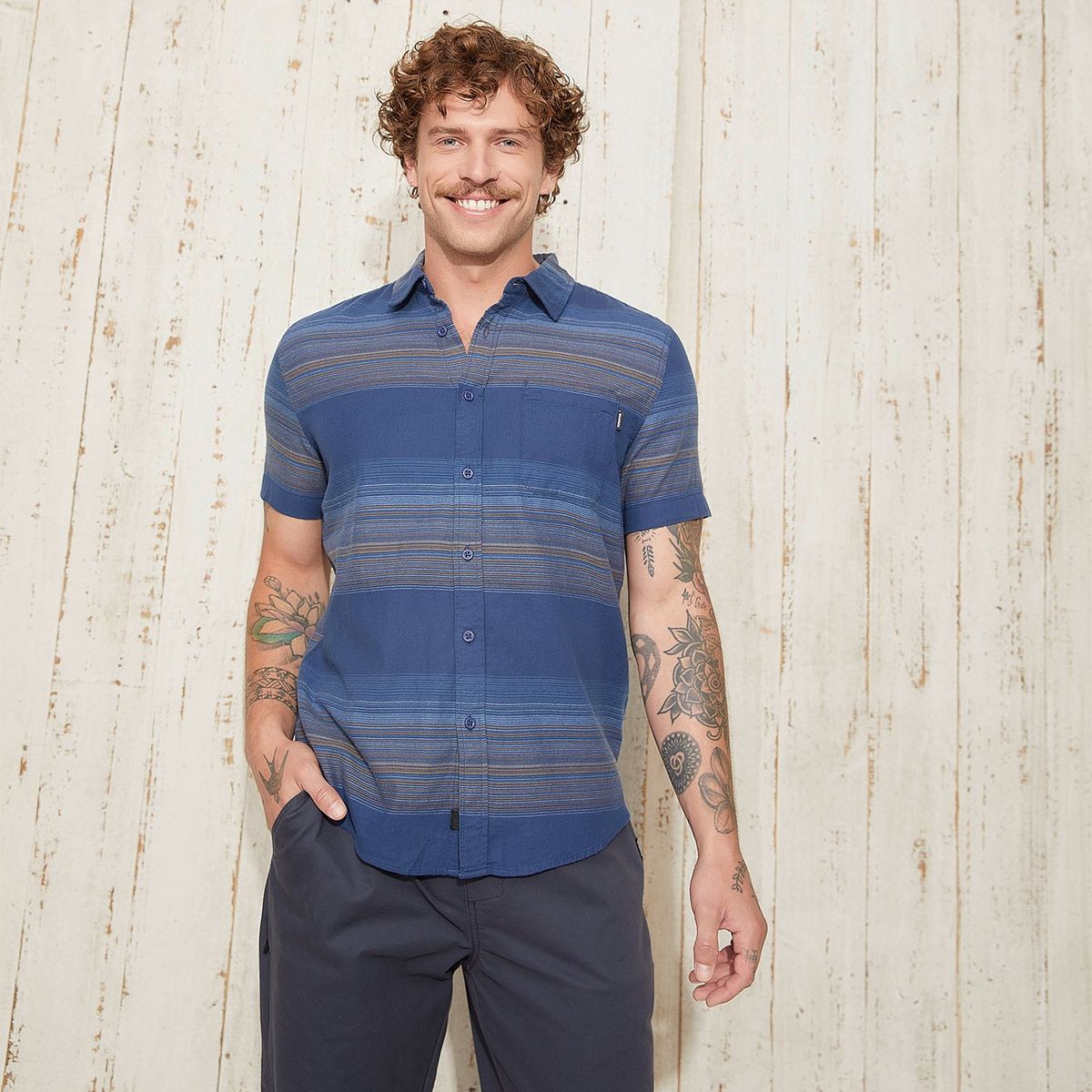 DOO AUSTRALIA - Camisa Casual a Rayas Doo Australia Algodón Hombre