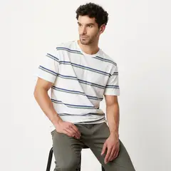 NEWPORT - Polera Manga Corta Algodón Rayas Hombre Casual