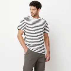 NEWPORT - Polera Manga Corta Algodón Rayas Hombre Casual