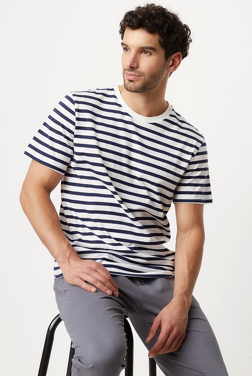 NEWPORT - Polera Newport Manga Corta Algodón Rayas Hombre Casual