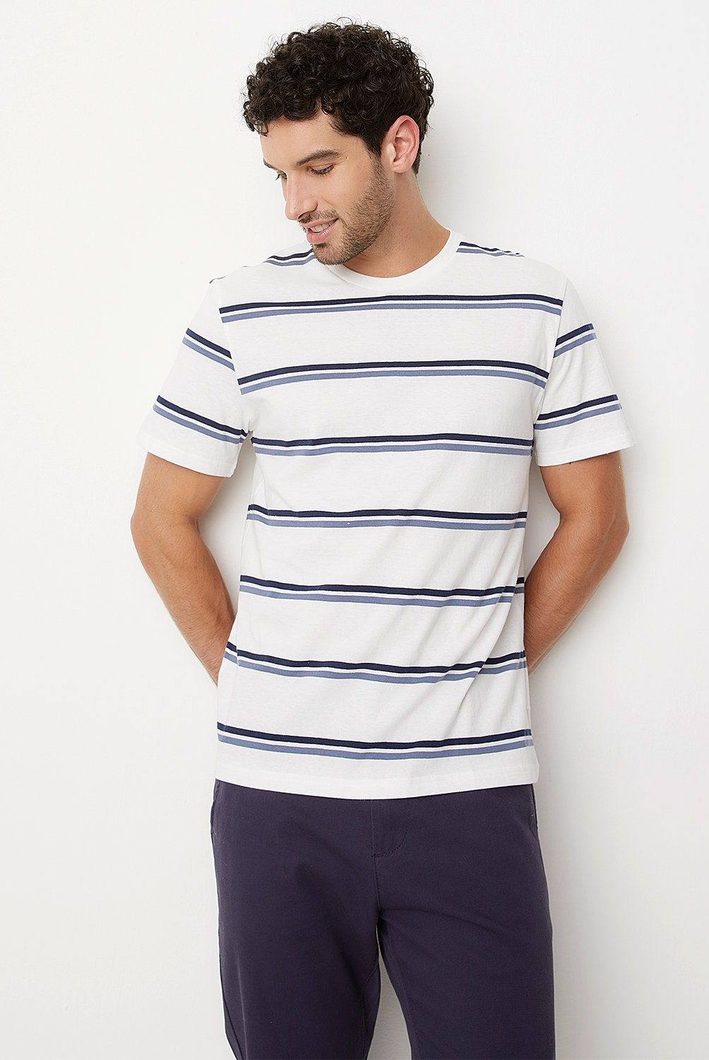NEWPORT - Polera Newport Manga Corta Algodón Rayas Hombre Casual