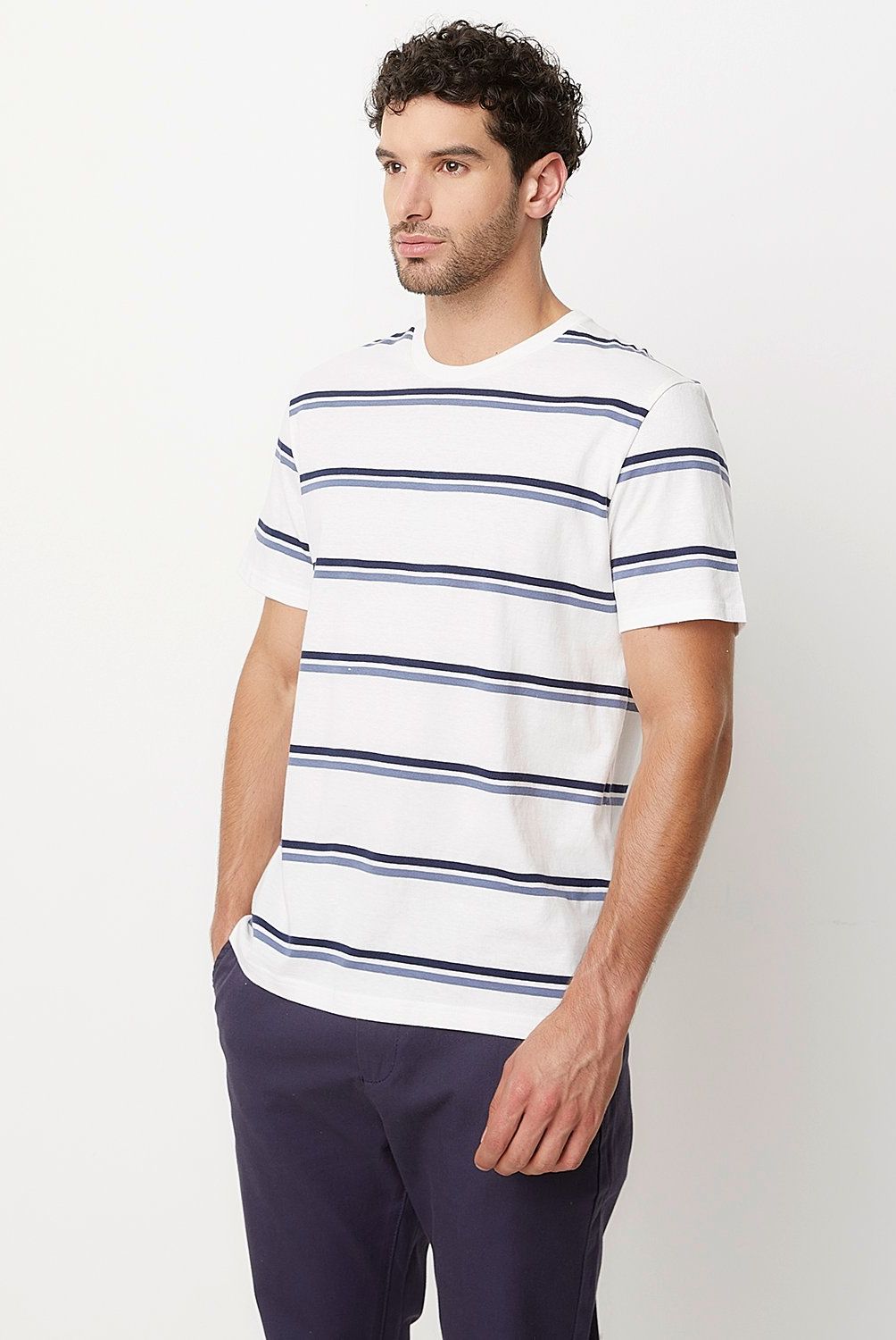 NEWPORT - Polera Newport Manga Corta Algodón Rayas Hombre Casual
