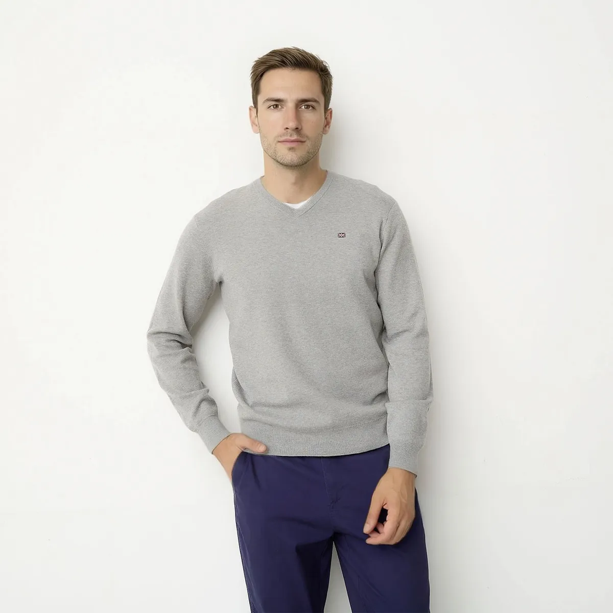 UNIVERSITY CLUB - Sweater Casual Algodón University Club Hombre Cuello En V