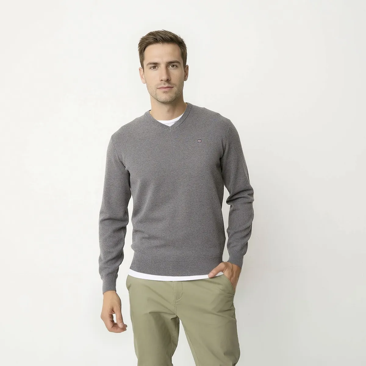 UNIVERSITY CLUB - Sweater Casual Algodón University Club Hombre Cuello En V