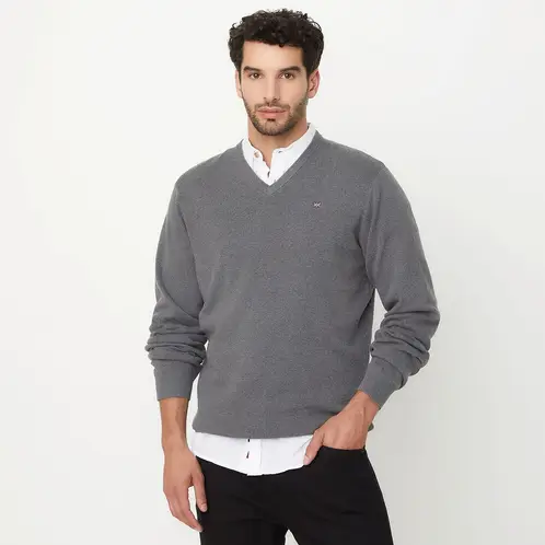 UNIVERSITY CLUB - Sweater Casual Algodón Hombre Cuello En V